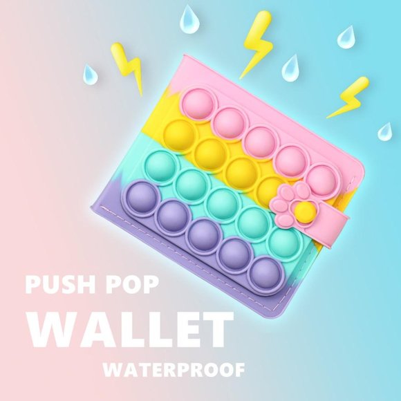 Bubble Pop Toy Fidget Bi Fold Wallet Rainbow Colors - Picture 2 of 6